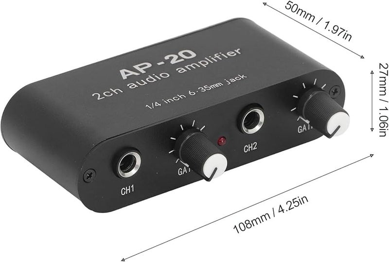 Dual Channel Microphone Preamplifier 0 20dB Gain Aluminum Alloy Balanced Single Ended Input - Image 3